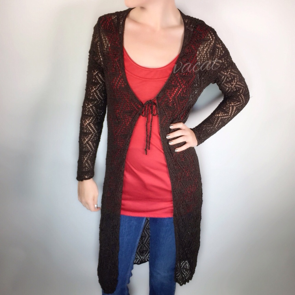 Chico’s Brown Lacy Open Cardigan - Picture 4 of 5